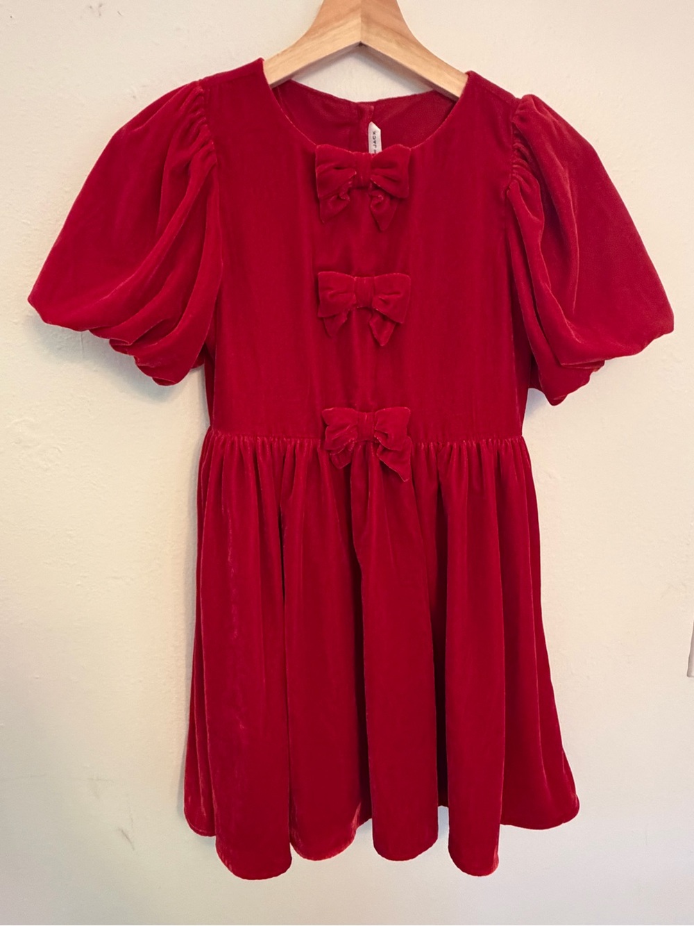 Janie‎ and Jack Red Velvet Bow Formal Dress puff sleeve